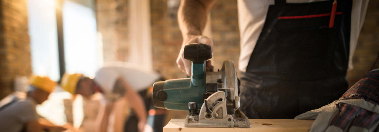 Contractor using circular saw