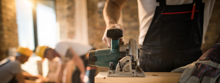 Contractor using circular saw