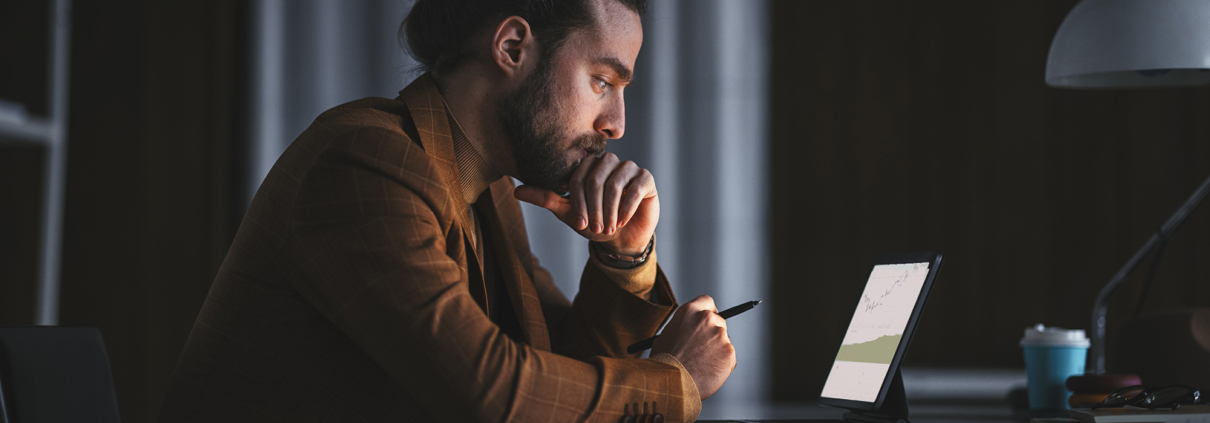 man browsing on a website