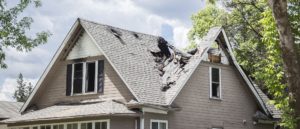 damaged roof from high wind storm