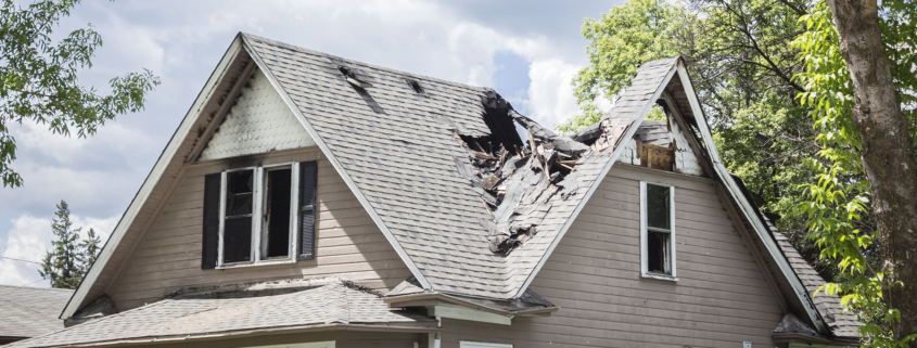 damaged roof from high wind storm