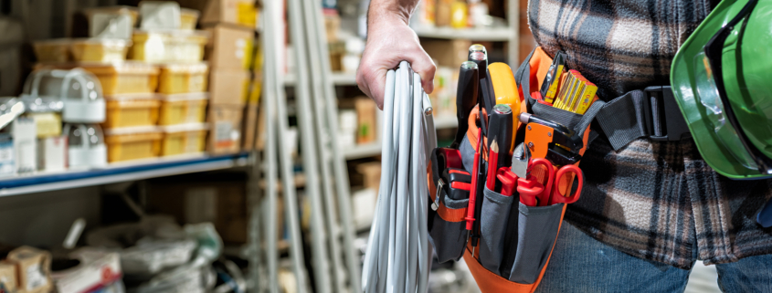 contractor holding his equipment